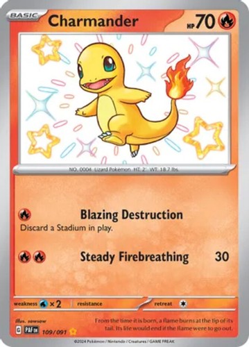 NM-Mint Charmander - 109/091 - Shiny Rare Pokemon Paldean Fates