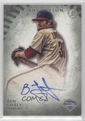 2015 Bowman Inception Prospect Green 40/99 Ben Lively #PA-BL Auto k4s