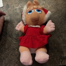 Vintage 1987 Baby Miss Piggy Plush Doll Henson Muppets Christmas Outfit