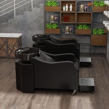 Salon Shampoo Barber Backwash Chair, Ceramic Shampoo Bowl Sink Chair Foot Pedal