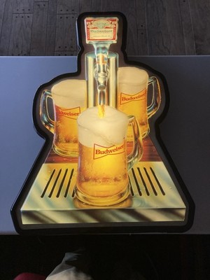   Budweiser 3-D Tap Handle Pint pour Vintage Beer Bar Bar Sign Light