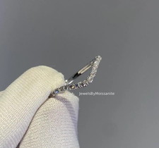 925 Sterling Silver Curved Wedding Band For Women 0.6 Ctw Round Cut Wedding Band