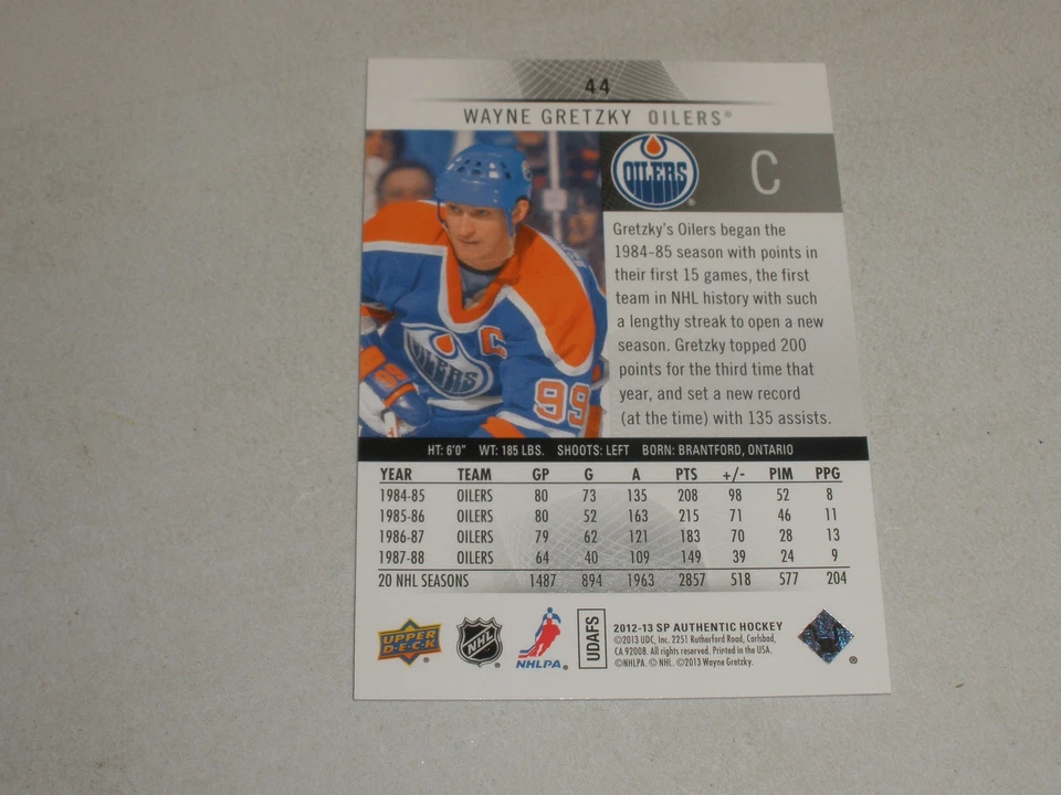 2012-13 Upper Deck SP Authentic #44 Wayne Gretzky - Image 2 of 2