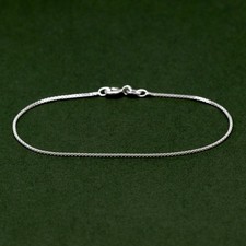 Classic Box Chain Anklet, Sterling Silver Jewellery, 0.9mm Chain, 8.5", 10"