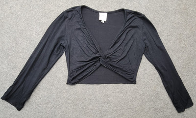 Six Degrees Womens Black Crop Top Size S Longsleeve USA Made