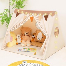 Kids Tent Indoor with Star Lights and Flags - Play Tent for Kids Ages 4-8, To...