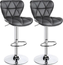 Yaheetech Bar Stools, Stylish Adjustable PU Leather Swivel Barstools, Counter
