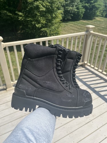Balenciaga Canvas Black Distressed Strike Boots Size 43 ‼️READ DESCRIPTION ‼️