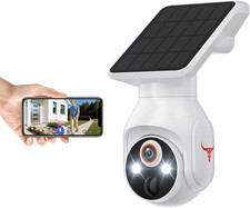 Novaquill 1080P Wifi Security Camera with Solar Panel, Battery Powered, Pan Tilt