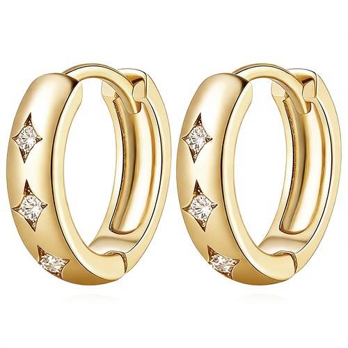 14K 13mm Gold Chunky Classic Huggie Hoop Earrings Streamlined Dainty Women Gift