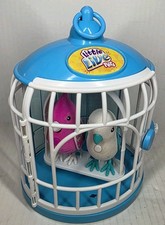 Little Live Pets 2 White/Teal Pink Birds And Cage Tested Working