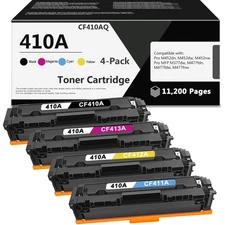 High Yield 410A Toner Cartridge 4-Pack for Color Pro MFP Printers Durable