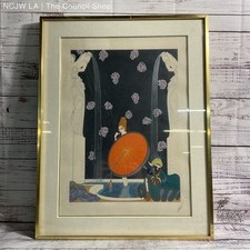 VTG. The Bath of the Marquise Art Deco Print Erte Signed Matted & Framed 61/300