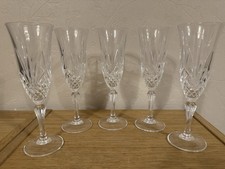 Salzburg Cristal De Flandre Champagne Crystal Flutes X 5 Stunning Cond 20cm