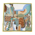HERMES Carre Fancy saddle Size 90 Silk100% Miel/Vert/Blanc 003846S-04