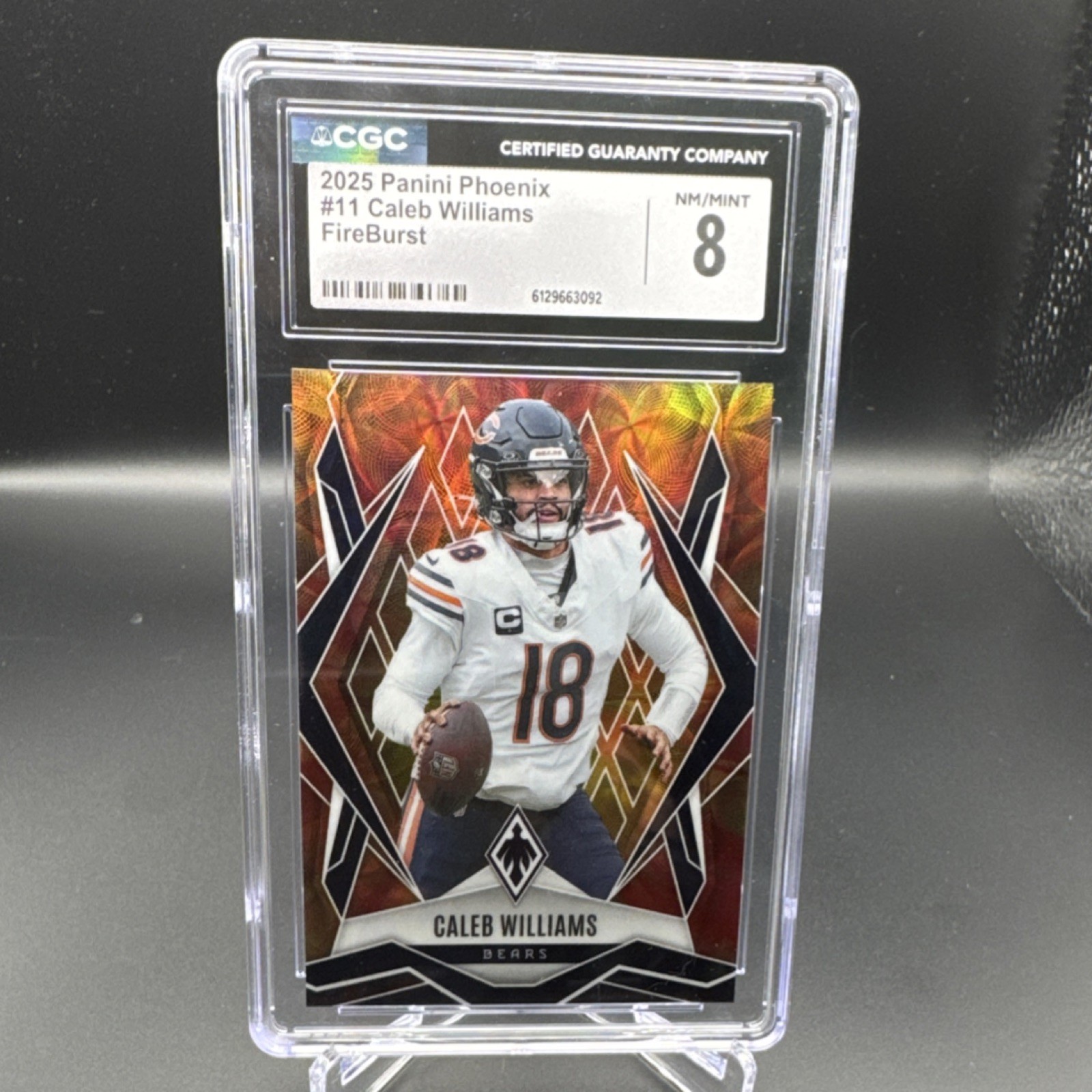 2025 Panini Phoenix - Caleb Williams #11 Fire Burst /350 CGC 8
