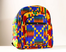 African Kente Print Backpack Colorful Tribal School Travel Bag-G4278