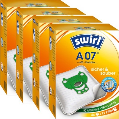 4 Packungen Swirl A 07 | 16 Staubsaugerbeutel | für AEG, Electrolux