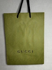 Gucci shopping bag Green Embossed 14x10x5.5 Inches Black Logo