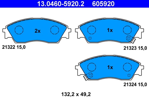 Bremsbelagsatz Scheibenbremse ATE 13.0460-5920.2 FüR Honda Civic MB MA CRX BA EE-image