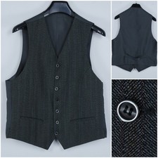Mens Waistcoat Medium Size UK 40 Grey Striped Formal Dress Vest