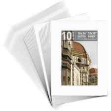 10 Pack White 18x24 Mats for 12x18 Photo Backing Bag