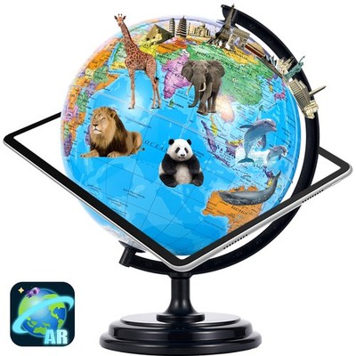 3D AR Large World Globe on Stand Rotating World Map Illuminated Night Lamp Gift