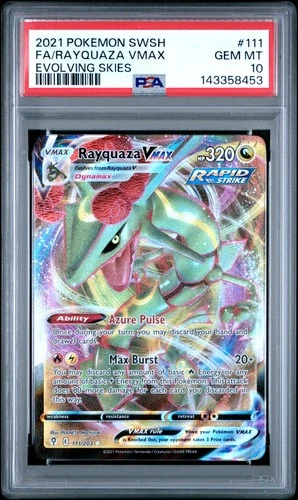2021 Pokemon Sword & Shield Evolving Skies #111 Fa/Rayquaza Vmax PSA 10