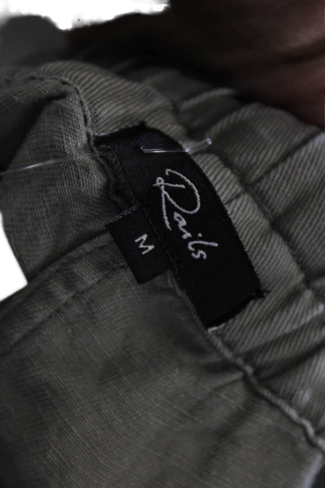 Pantalones Cortos de Sudadera Rails Unisex Verde Cordón Tencel Lino Ejército Talla M Foto 4 de 4