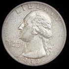 90% Silver 1964 Washington Quarter  - F25E