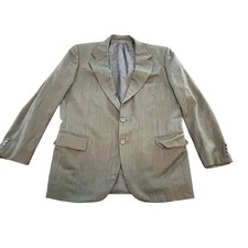 Tom James Mens Grey Glen Plaid 100 Pure Wool 2-Button Blazer Sport Coat
