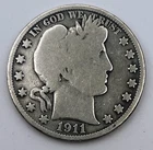 1911 Barber Half Dollar 50 Cents Toned Toning Philadelphia Mint 90% Silver