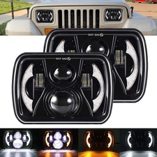 YUGUANG 5x7 7x6 LED Headlights, H6054 LED Headlights Hi/Low Beam DRL Amber Tu...