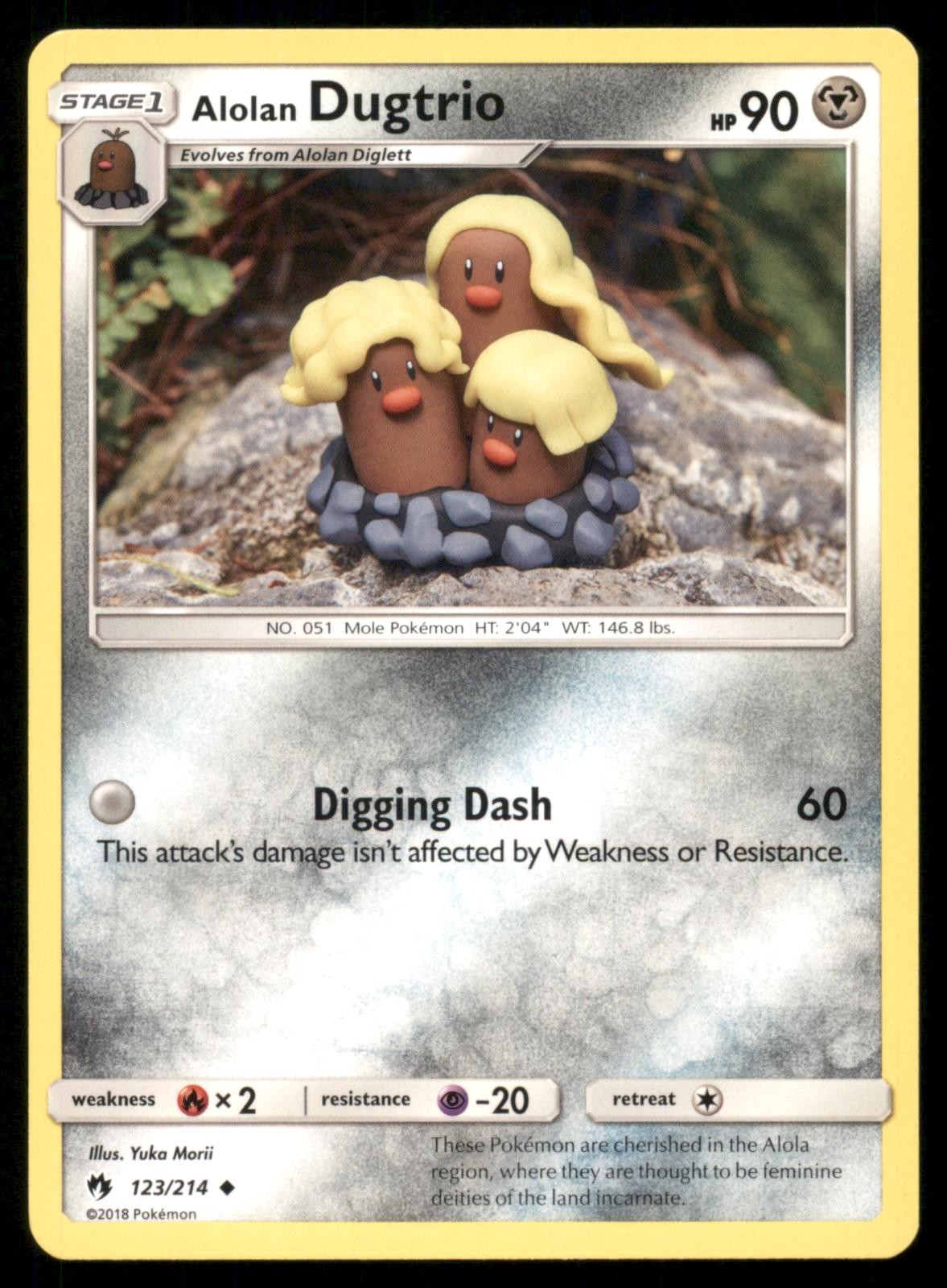 Alolan Dugtrio 123/214 Uncommon Lost Thunder Pokemon Lightly Played