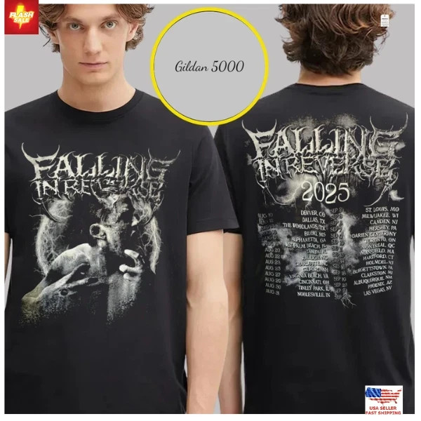 SALE - Falling In Reverse Merch Tee 2025 Tour Schedule Two Sides Unisex T-Shirt