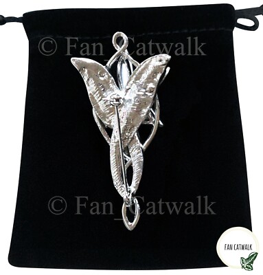 Kashasin 2Pcs Elven Lord Prinses Ketting Arwen Evenstar Groen Blad Emaille Broche Pin Voor Vrouwen Mannen Pak Cosplay Sieraden, Zink