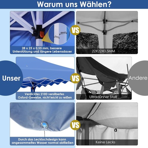 3x6m Heavy Duty Waterproof Pop Up Gazebo Garden Party Canopy Tent with 6 Sides - Picture 8 of 28