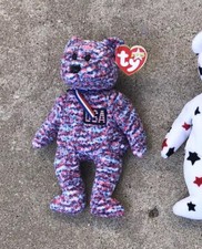 Ty Beanie Baby USA 2000 Retired Bear Patriotic 4th of July Red White Blue w Tags