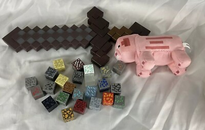 Minecraft Periodic Table Of Elements 24 Blocks, Minecraft Pig Plush & Sword Lot