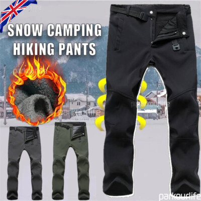 Men Thermal Trousers Combat Cargo Pants Fleece Lined Warm Windproof ...