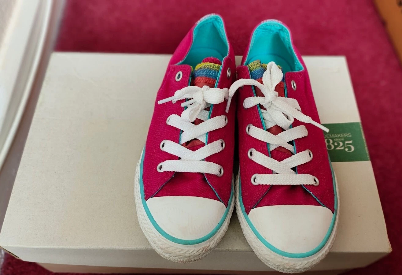 SCARPE DA GINNASTICA CONVERSE ALL STAR IN TELA ROSA ARCOBALENO BASSE UK 1 EU 33
