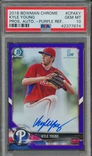 2018 Topps Bowman Chrome Pros Auto Purple Refractor Kyle Young Rookie RC PSA 10