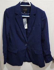 NEW The Limited Womens 1-Button Longline Blazer Jacket Career Office Blue Size 2