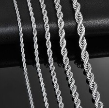 45-65cm Stainless Steel Silver Rope Chain Curb Link 2/3/4/5/6mm Wide Necklace