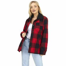 Ladies Checked Lumberjack Style Sherpa Borg Fleece Jacket Winter Warm Coat Top