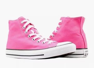 pink and white high tops