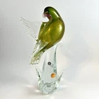 Vintage Formia Vetri Di MURANO Blown Glass Bird Green Gold Wing Away ITALY 70's