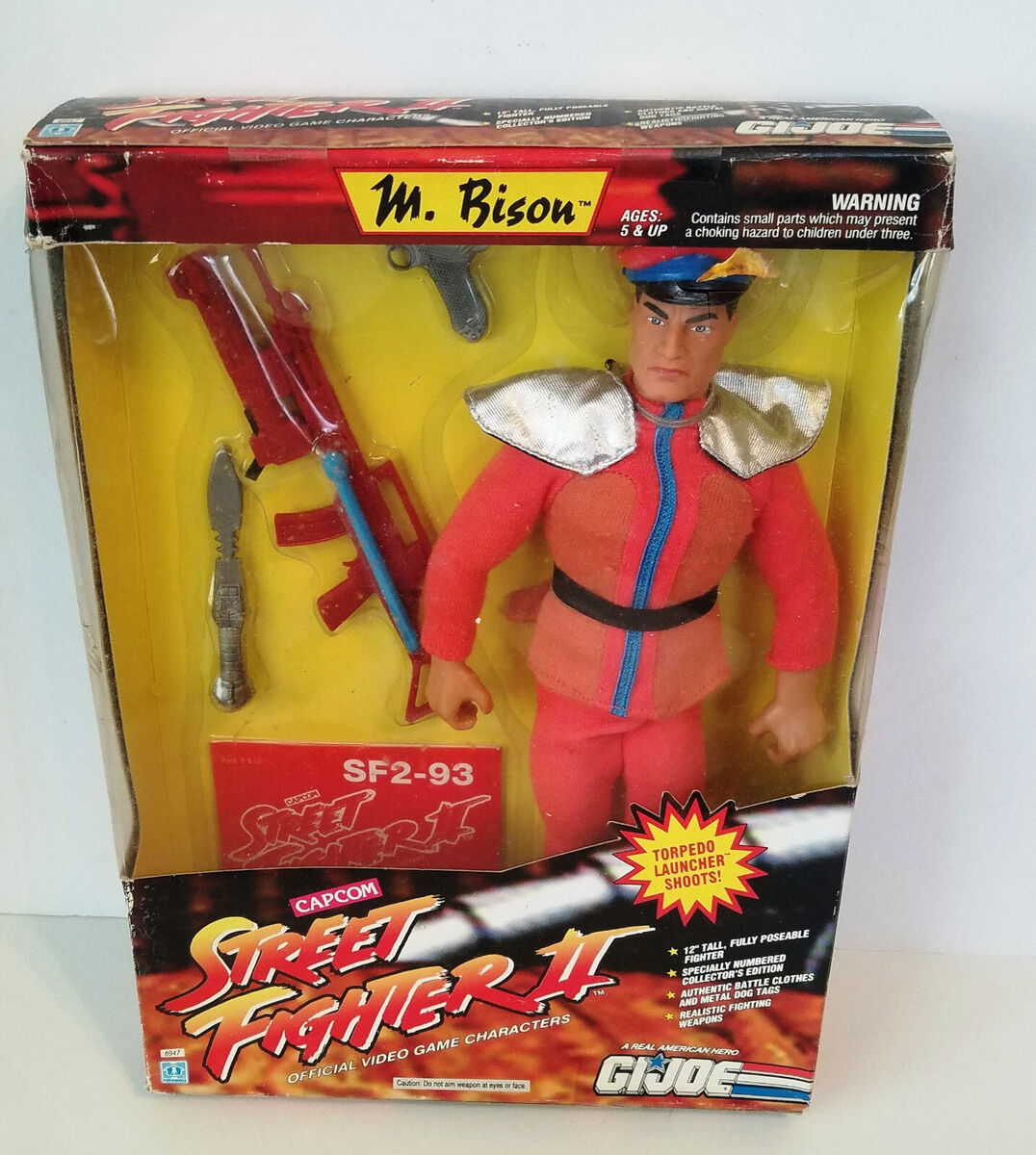 1993 Hasbro Capcom Street Fighter Movie COLONEL GUILE 12” Figure Box GI Joe