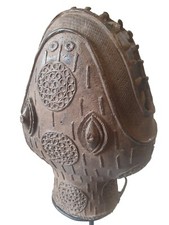 Superb Benin Bronze Snake Head Cast. Fine, Rare and Old Example. 34cm. Nigeria. 