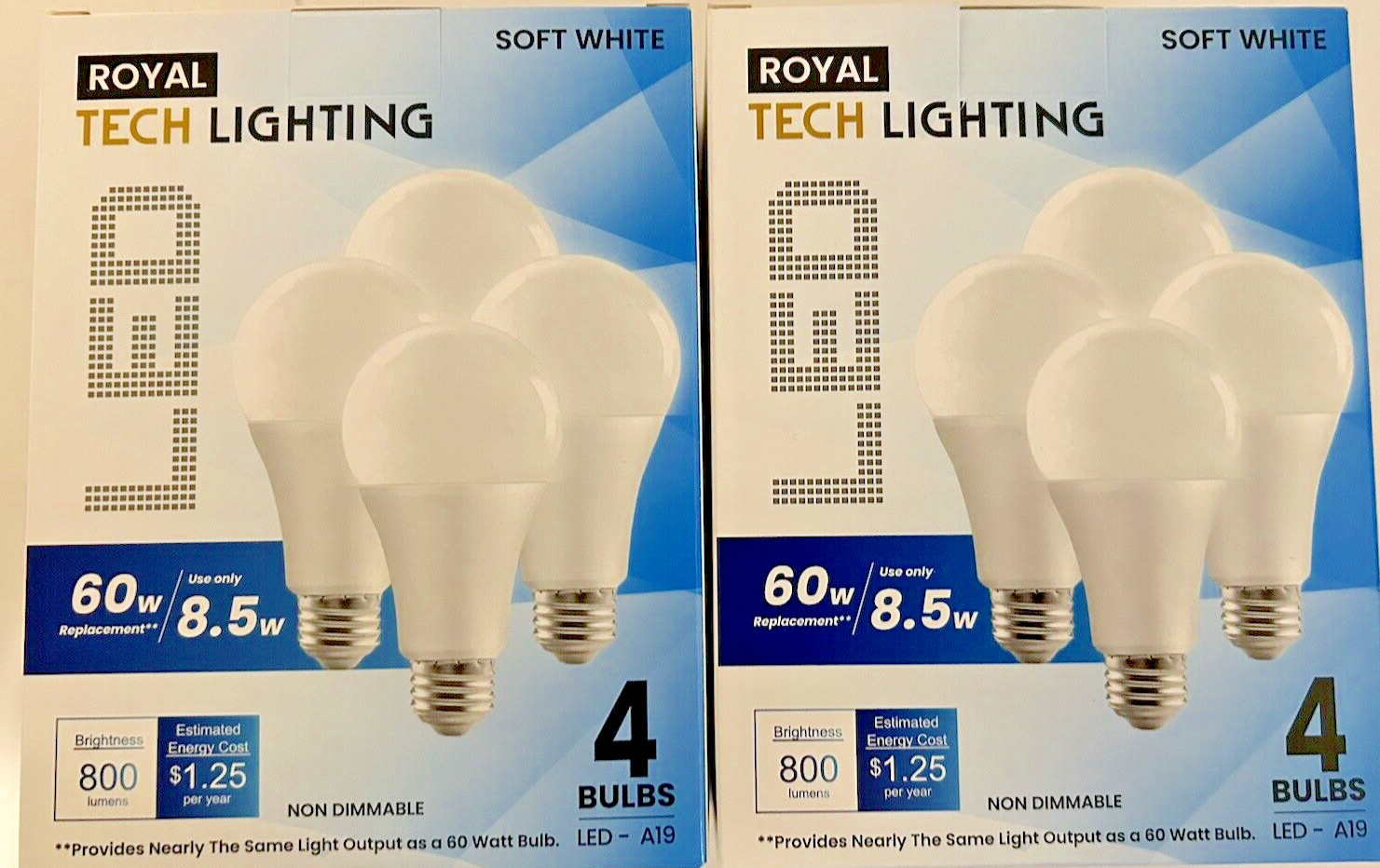 Non-dimmable Led 800 Lumens A19 Soft White 2 Pack Of 8 Pcs